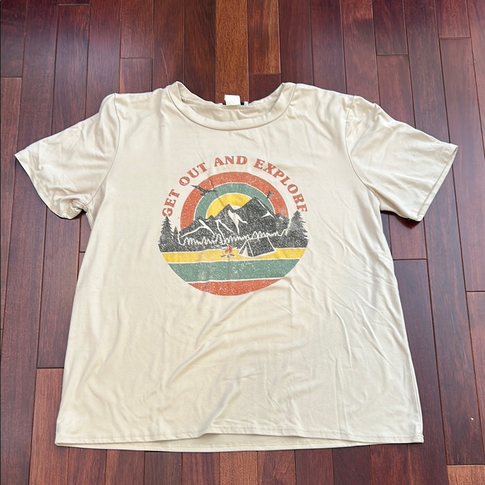 Beige Graphic T-Shirt with Adventure Print - Picture 2 of 5